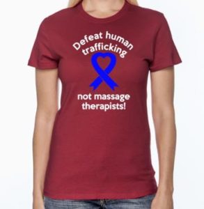 Defeat human trafficking not massage therapists t-shirt